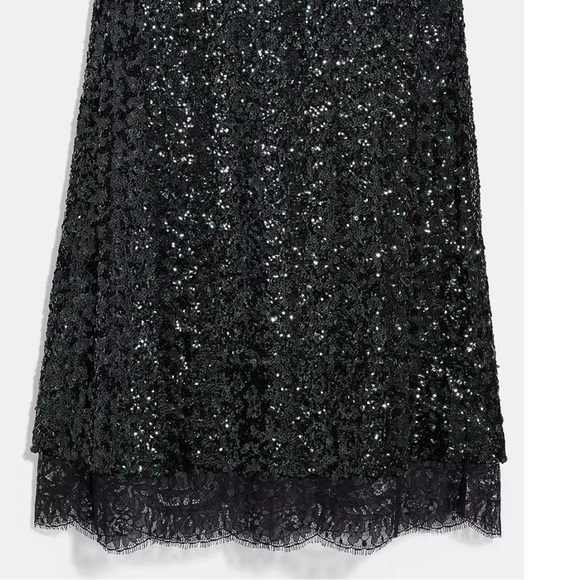 Coach Sequined Black & Green Tulle Skirt Size 6 NWT - Picture 7 of 9